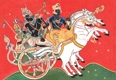 제목이 "CHARIOT WITH KRISHN…"인 미술작품 Rohan Rodrigo로, 원작, 아크릴