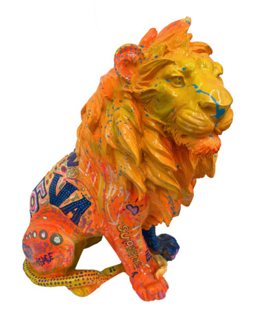 雕塑 标题为“Pop lion.” 由Patricia Ducept (Art'Mony), 原创艺术品, 树脂
