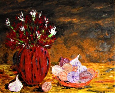 Painting titled "Ajos y Cebollas" by Roberto Urbano, Original Artwork, Oil