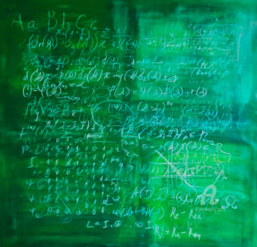 绘画 标题为“Green schoolboard w…” 由Anastasia Vasilyeva, 原创艺术品, 丙烯 安装在木质担架架上