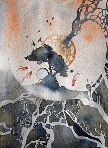 绘画 标题为“De la Terre vers le…” 由Aline Demarais, 原创艺术品, 水彩