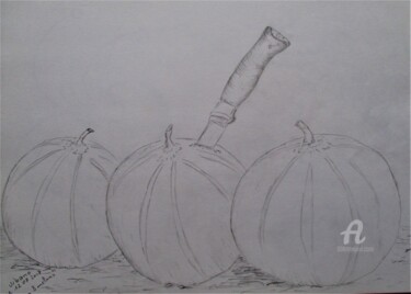 「Los 3 Melones」というタイトルの描画 Roberto Urbanoによって, オリジナルのアートワーク, 鉛筆