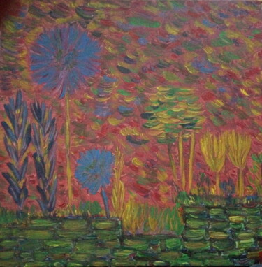 Malerei mit dem Titel "paysage bleu" von Estelle.L, Original-Kunstwerk, Acryl