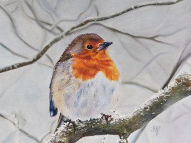 Peinture intitulée "Rouge-gorge" par Marie-Jeanne Fawer, Œuvre d'art originale, Pastel