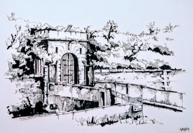 La porte du fort de Querqueville Drawing titled "La porte du fort de…" by Veronique Gaudin, Original Artwork, Ink