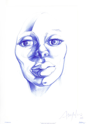 Dessin intitulée "" Beauty Wright (La…" par Grégory Dreyfus, Œuvre d'art originale, Stylo à bille Monté sur Autre panneau ri…