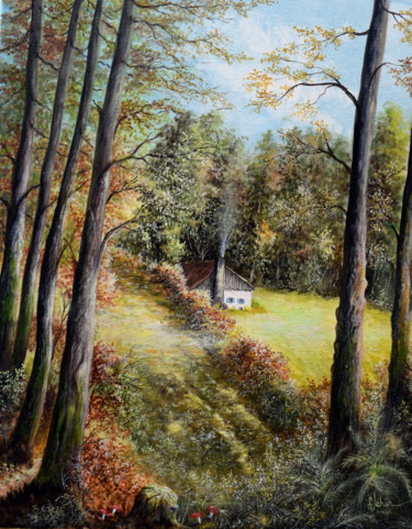 Peinture intitulée "Au fond des bois." par Gérard Jéhin, Œuvre d'art originale, Huile