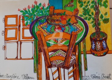 图画 标题为“La table de salle à…” 由Valerie Guiot, 原创艺术品, 标记