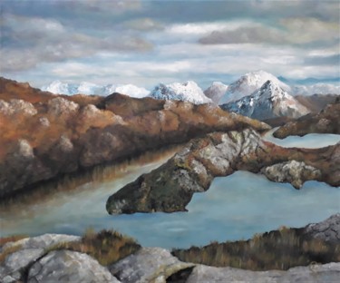 Painting titled "Diabaig" by Luna Smith, Original Artwork, Oil Mounted on Wood Stretcher frame