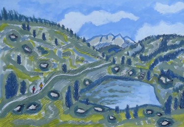 Peinture intitulée "Le petit lac (2)" par Nicolas Cavuoto, Œuvre d'art originale, Huile