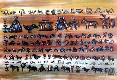 Malerei mit dem Titel "Indians" von Silvia Messerli, Original-Kunstwerk, Acryl