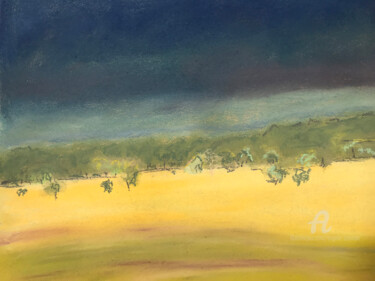 Malerei mit dem Titel "Gewitter über Brein…" von Angela Sommer, Original-Kunstwerk, Pastell Auf Andere starre Platte montiert