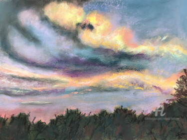 Malerei mit dem Titel "Nach dem Gewitter" von Angela Sommer, Original-Kunstwerk, Pastell Auf Andere starre Platte montiert