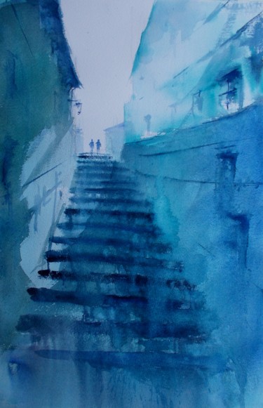 stairs 6 Peinture intitulée "stairs 6" par Giorgio Gosti, Œuvre d'art originale, Aquarelle