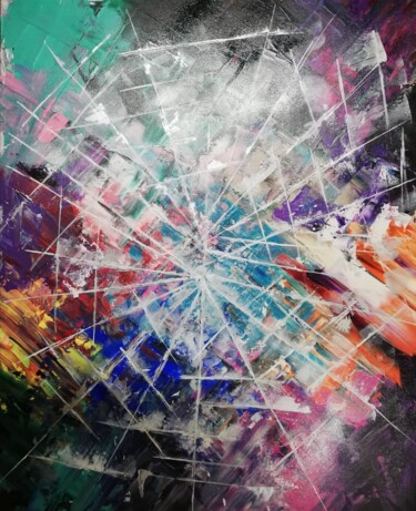 Malerei mit dem Titel "COLOURFULL SPIDER" von Patricia Mollard Silvestre, Original-Kunstwerk, Acryl Auf Keilrahmen aus Holz…