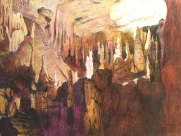 Painting titled "STALAGMITES." by Jacques Tafforeau, Original Artwork, Watercolor