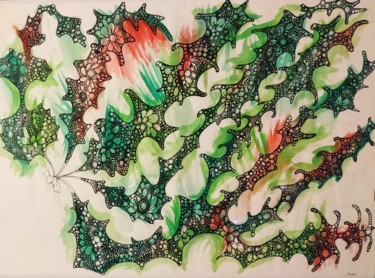 Painting titled "DragonBuster" by Antonio Angelo, Original Artwork, Ink Mounted on Glass