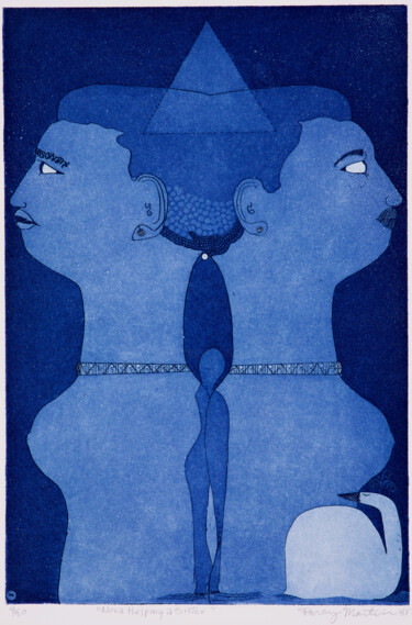 Printmaking titled "Nova Helping A Sist…" by Percy Martin, Original Artwork, Etching