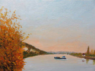 Pintura titulada "La Seine au Landin 3" por Jean-Claude Plet, Obra de arte original, Oleo