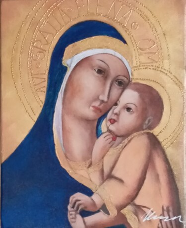 The Mother of with a child acrylic painting on canvas 绘画 标题为“The Mother of with…” 由Filip Petrovic, 原创艺术品, 丙烯
