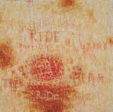 ladybird-technique-mixte-sur-papier-50x50cm 제목이 "ladybird-technique-…"인 미술작품 Christophe Dupin로, 원작, 아크릴 나무 들것 프레임에 장착됨