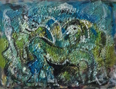 les chèvres d'enfance, joyeux Painting titled "les chèvres d'enfan…" by Sam Keusseyan, Original Artwork, Acrylic