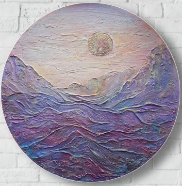 Purple Mountains Painting titled "Purple Mountains" by Anna Shuvaeva, Original Artwork, Acrylic Mounted on Wood Stretcher frame