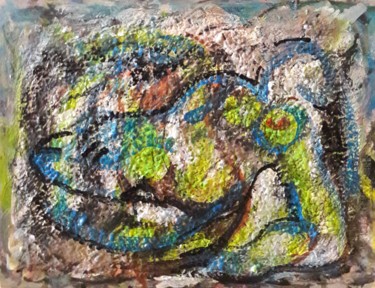 elle dort sous le ciel Peinture intitulée "elle dort sous le c…" par Sam Keusseyan, Œuvre d'art originale, Acrylique