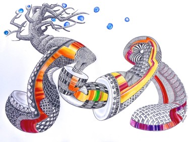 "Bubbling walking tr…" başlıklı Resim Jacques Durand tarafından, Orijinal sanat, Kalem