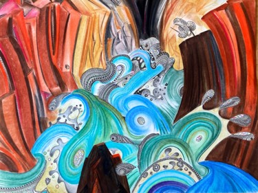 "Flooding canyon str…" başlıklı Resim Jacques Durand tarafından, Orijinal sanat, Kalem