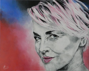 Sharon Stone Peinture intitulée "Sharon Stone" par Francoise Souriau, Œuvre d'art originale, Acrylique Monté sur Châssis en bois