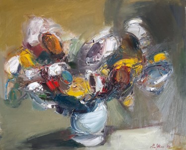 Abstract flowers (50x60cm, oil painting, palette knife) Pintura intitulada "Abstract flowers (5…" por Mateos Sargsyan, Obras de arte originais, Óleo Montado em Armação em madeira