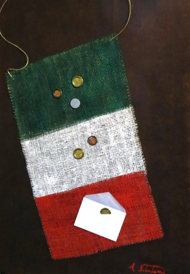 Collages intitolato "La bustarella" da Nebuloni, Opera d'arte originale, Collages
