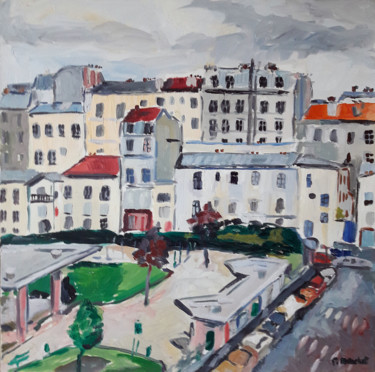 Peinture intitulée "Le square" par Pascal Brachet, Œuvre d'art originale, Huile