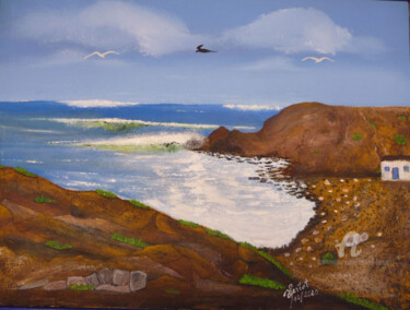 Peinture intitulée "mon site de pêche" par Ahmed Fertat, Œuvre d'art originale, Huile