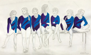 图画 标题为“L'équipe des filles” 由Camille Rouschmeyer, 原创艺术品, 铅笔