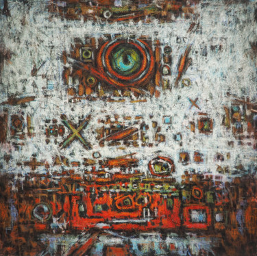 Painting titled "reptile-technique m…" by Christophe Dupin, Original Artwork, Acrylic Mounted on Wood Stretcher frame