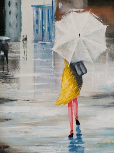 Woman in a yellow dress acrylic painting on canvas 绘画 标题为“Woman in a yellow d…” 由Filip Petrovic, 原创艺术品, 丙烯