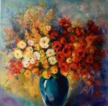 Painting titled "Wonderful flowers" by Olga Liutova-Amplatz, Original Artwork, Oil