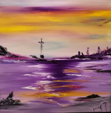 Ζωγραφική με τίτλο "Purple emotion" από Pascal Jung, Αυθεντικά έργα τέχνης, Λάδι