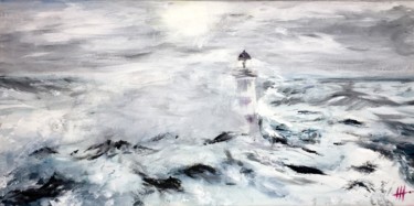 绘画 标题为“Le phare.” 由Jean-Bruno Ricard, 原创艺术品, 油 安装在木质担架架上