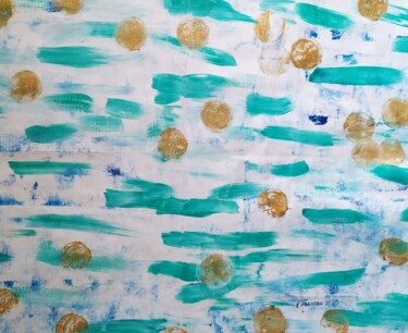 Painting titled "Water lilies in the…" by Elena Ivanova, Original Artwork, Acrylic Mounted on Wood Stretcher frame