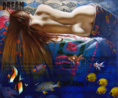 Goldfish dream Картина под названием "Goldfish dream" - Sergey And Vera, Подлинное произведение искусства, Масло Установлен на Деревянная р…