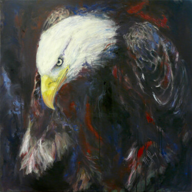 Pygargue Peinture intitulée "Pygargue" par Muriel Henry, Œuvre d'art originale, Huile Monté sur Châssis en bois