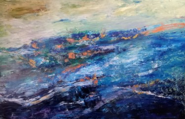Painting titled "FREHEL" by Corinne Foucouin, Original Artwork, Oil Mounted on Wood Stretcher frame