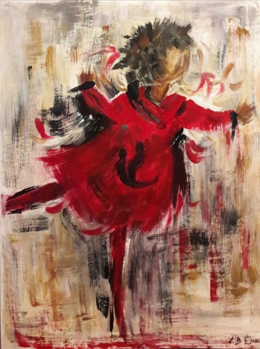 PETITE FILLE EN ROUGE Peinture intitulée "PETITE FILLE EN ROU…" par Christiane Guerry, Œuvre d'art originale, Acrylique Monté sur Châssis en bois