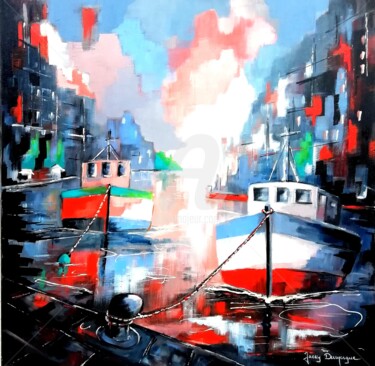 Peinture intitulée "Repos la nuit dans…" par Jacky Dumergue, Œuvre d'art originale, Huile