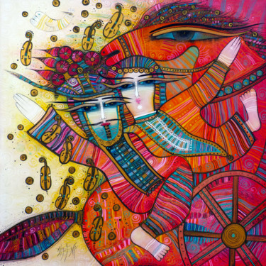 Peinture intitulée "Calèche d'amour" par Albena Vatcheva, Œuvre d'art originale, Huile Monté sur Châssis en bois