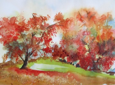 couleurs d'automne IV Painting titled "couleurs d'automne…" by Navema, Original Artwork, Watercolor
