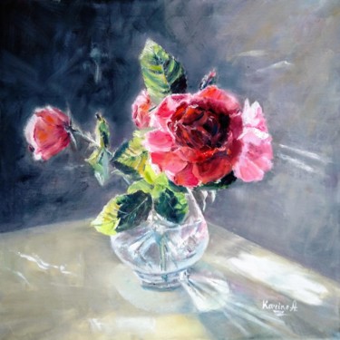 Still Life With Roses Peinture intitulée "Still Life With Ros…" par Karine Andriasyan, Œuvre d'art originale, Huile
